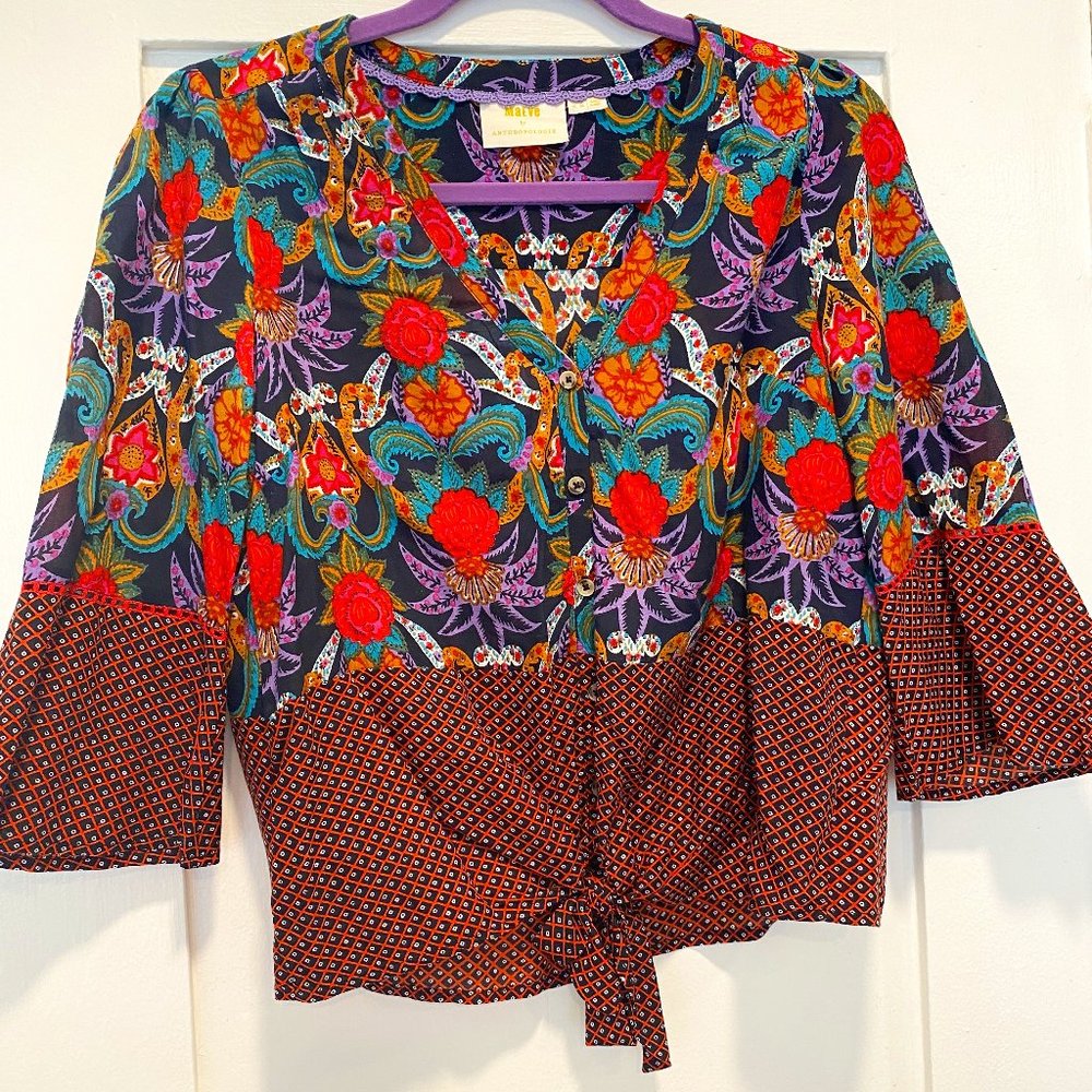 Anthropologie Front Tie Blouse